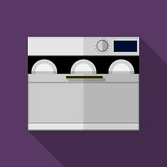 Image showing Flat color gray dishwasher machine vector icon