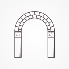 Image showing Flat line brick archway vector icon