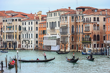 Image showing Water canal with gondolas in Venice
