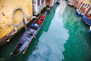 Image showing High angle view of gondolas