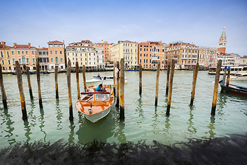 Image showing Gondola dock in Venice