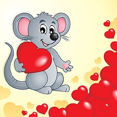 Image showing Valentine theme with mouse and hearts