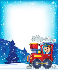 Image showing Winter theme with locomotive
