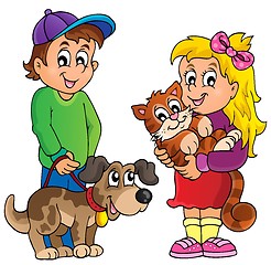 Image showing Children with pets theme 1