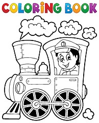 Image showing Coloring book train theme 1