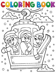 Image showing Coloring book cable car theme