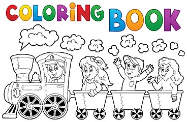 Image showing Coloring book train theme 2