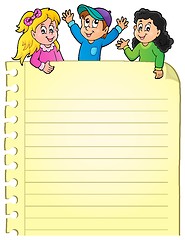 Image showing Part of blank page with happy kids