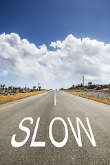 Image showing road with text SLOW