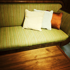 Image showing Old retro style sofa with cushions
