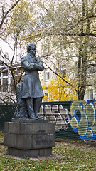 Image showing Sculpture of Pushkin poet in autumn