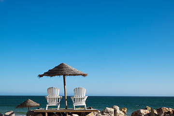 Image showing Two Chairs at the Beach