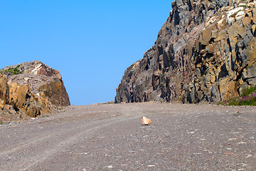 Image showing road construction in rocks of mountains
