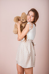 Image showing Girl and teddy bear