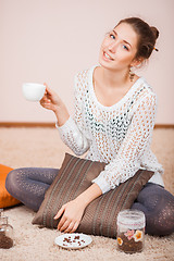 Image showing Smiling Woman with cup of coffee