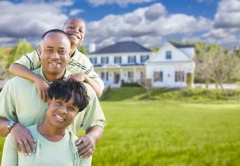 Image showing African American Family In Front of Beautiful House