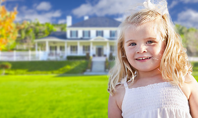 Image showing Cute Smiling Girl Playing in Front Yard