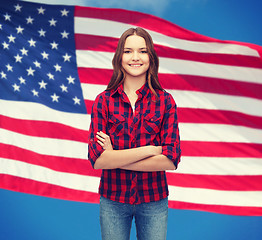 Image showing smiling young woman in casual clothes