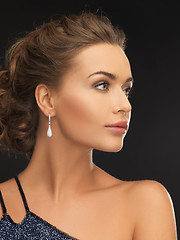 Image showing woman with diamond earrings