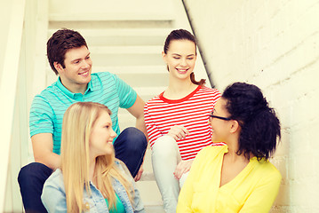 Image showing smiling teenagers hanging out