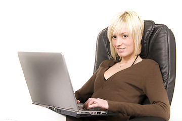 Image showing girl working on laptop computer