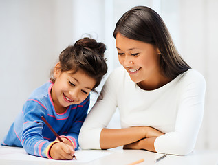 Image showing mother and daughter drawing