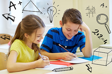Image showing group of school kids writing test in classroom