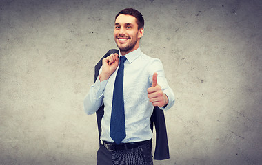 Image showing handsome buisnessman with jacket over shoulder