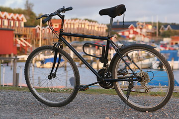 Image showing A Bike and a Harbour