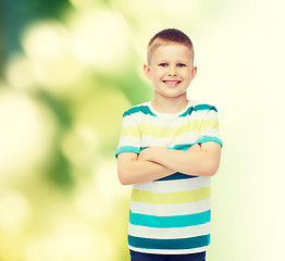 Image showing little boy in casual clothes with arms crossed