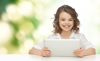 Image showing happy smiling girl with tablet pc computer