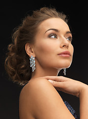 Image showing woman with diamond earrings