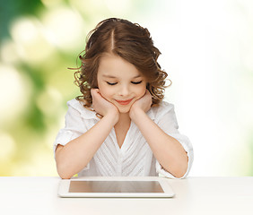 Image showing happy smiling girl with tablet pc computer