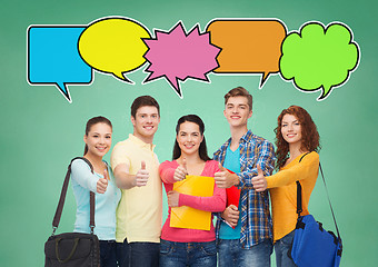 Image showing group of smiling students showing thumbs up