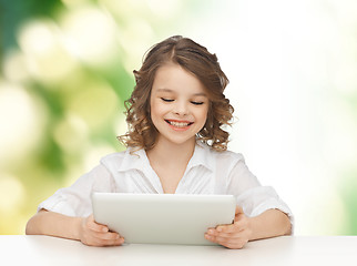 Image showing happy smiling girl with tablet pc computer