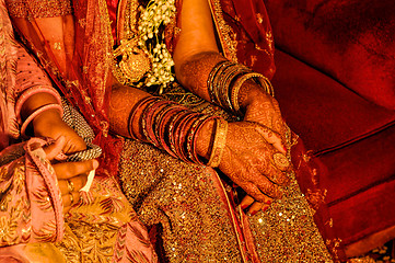 Image showing Henna on brides hands