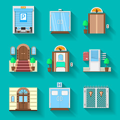 Image showing Flat icons vector collection for entrance doors