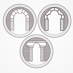 Image showing Vector illustration of three types brick arch icon