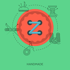 Image showing Flat vector illustration for handmade. Red button