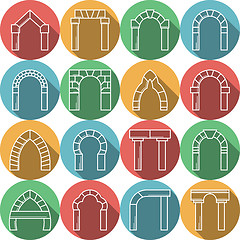Image showing Set of colored flat vector icons for archway