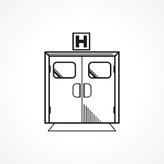 Image showing Black line vector icon for hospital entrance door