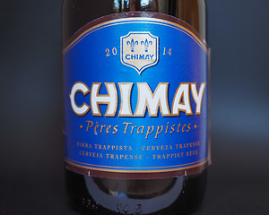 Image showing Chimay blue beer bottle