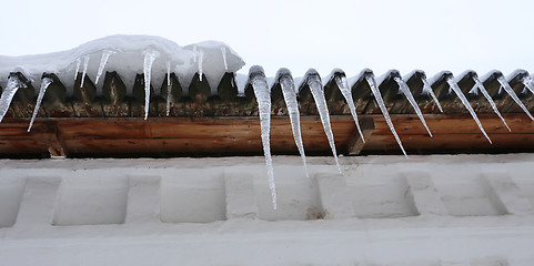 Image showing Icicles on the roof