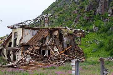 Image showing ruins of destroyed an abandoned wooden house
