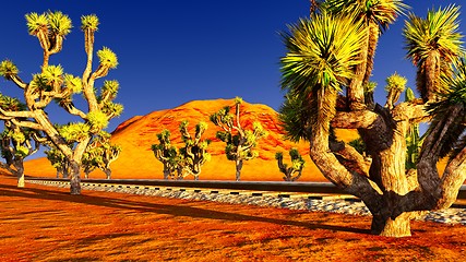 Image showing Joshua trees and railroad