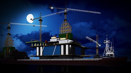 Image showing Oil rig  platform