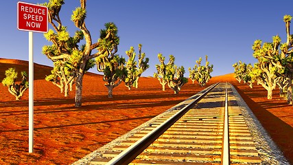 Image showing Joshua trees and railroad