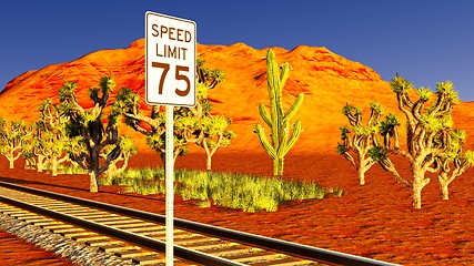 Image showing Joshua trees and railroad