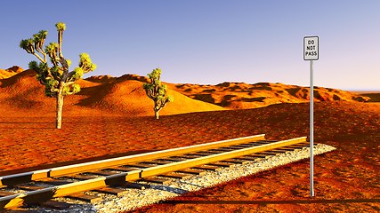 Image showing Joshua trees and railroad