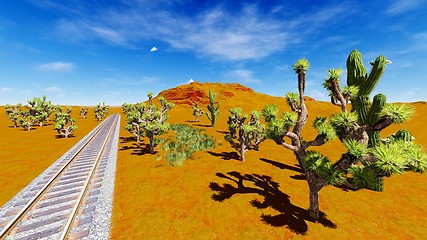 Image showing Joshua trees and railroad